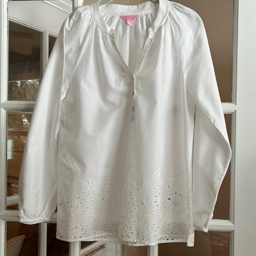 Lily Pulitzer White Cotton Boho Top. Sz S
